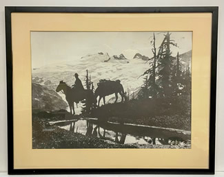 District Forester Cecil at Whatcom Pass 1919 poster, 23.5''x29'' black frame.